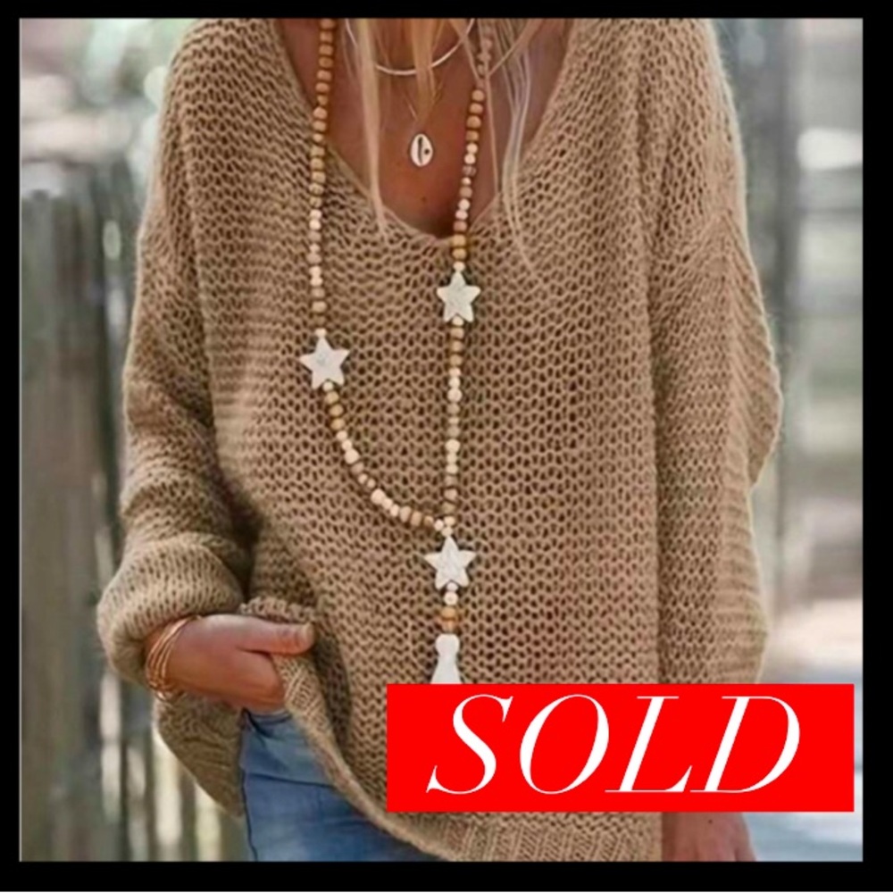 💐💐 Khaki V-neck Sweater